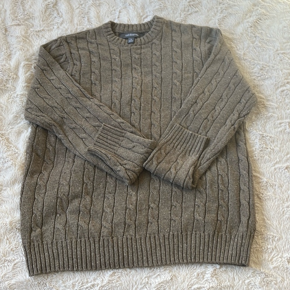 Croft & Barrow  Light Brown 75% Cotton  Crew Neck Cable Knit  Sweater Size S